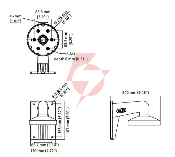 Uchwyt ścienny hikvision ds-1273zj-155