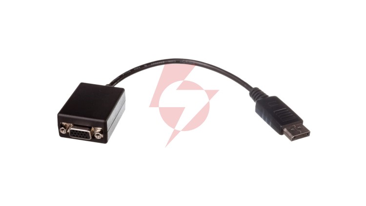 Kabel połączeniowy DisplayPort 1.1a Typ DP/VGA, M/Ż czarny 0,15m