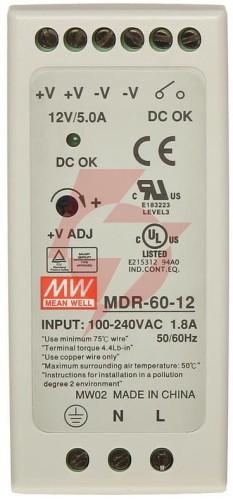 Zasilacz na szynę din mdr-60-12 