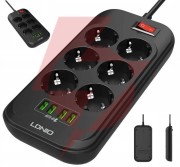 Listwa zasilająca ldnio se6403 6 gniazd + 4x usb przedłużacz