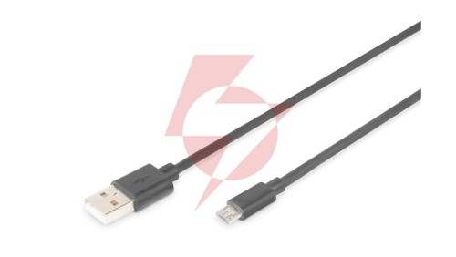 Kabel USB 1m czarny USB A/M wtyk - microUSB B/M wtyk s/USB 2.0 AK-300110-010-S