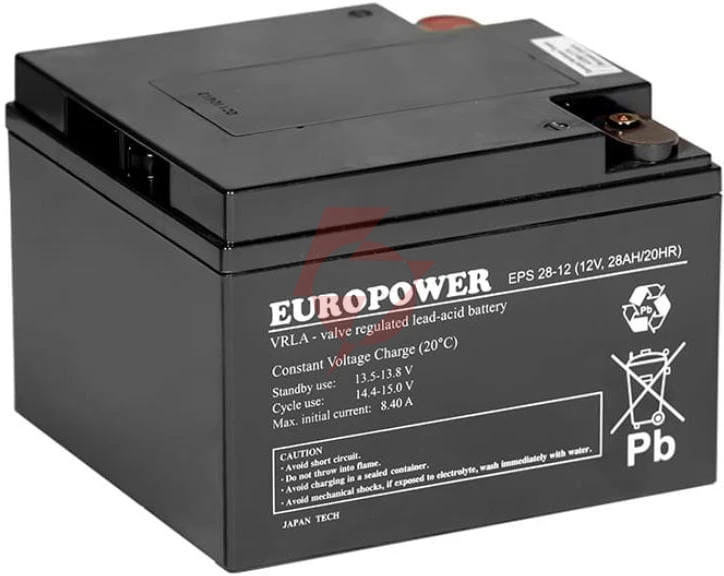 Akumulator agm europower serii eps 12v 28ah (żywotność 8-12 lat)