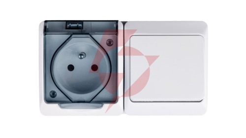 Hermes Łącznik schodowy + gniazdo z/u IP44 GNT 0327-11