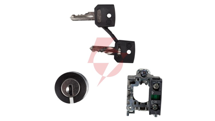 Przełącznik 2 położeniowy klucz 22mm czarny 1Z z samopowrotem XB4BG61