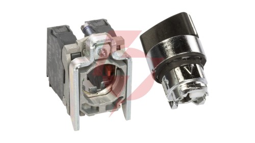 Przełącznik 2 położeniowy pokrętło 22mm czarny 1Z 1R bez samopowrotu XB4BD25