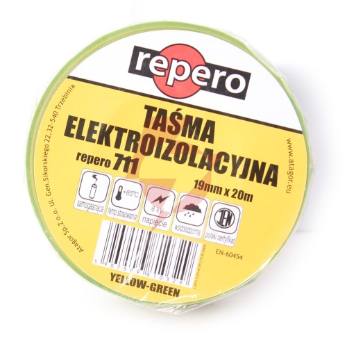 Taśma izolacyjna repero 711e żółto-zielona 19mmx20m