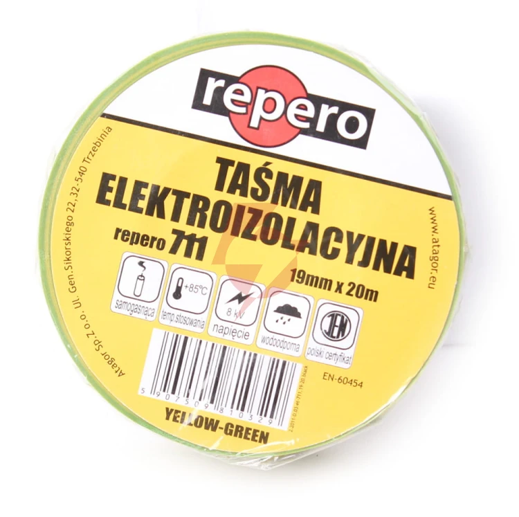 Taśma izolacyjna repero 711e żółto-zielona 19mmx20m