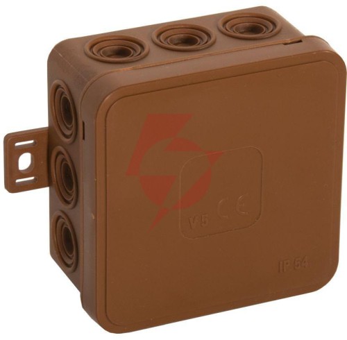 Puszka natynkowa pusta 12 wlotów viplast v5 klik brązowa ip54 75x75x41mm 035-02