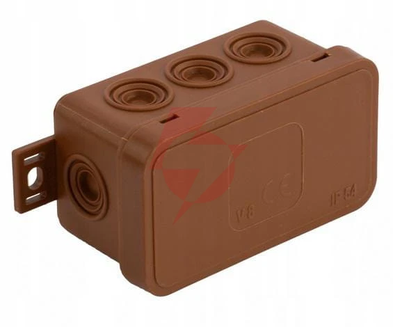 Puszka natynkowa pusta 8 wlotów viplast v8 klik brązowa ip54 80x45x41mm 038-02