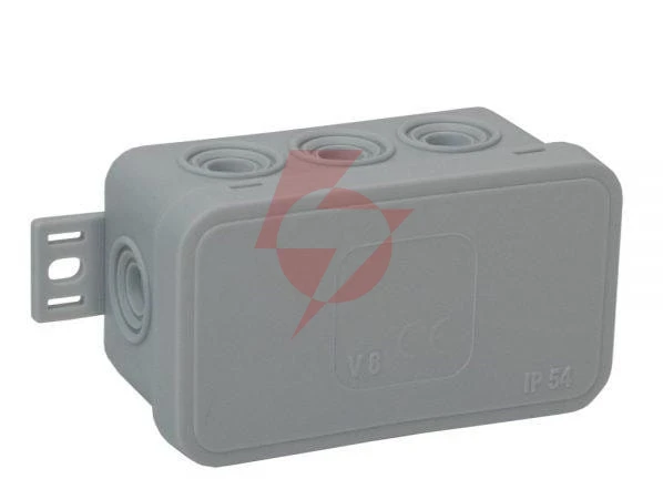 Puszka natynkowa pusta 8 wlotów viplast v8 klik szara ip54 80x45x41mm 038-03