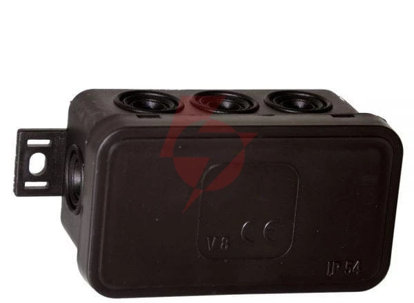 Puszka natynkowa pusta 8 wlotów viplast v8 klik czarna ip54 80x45x41mm 038-05