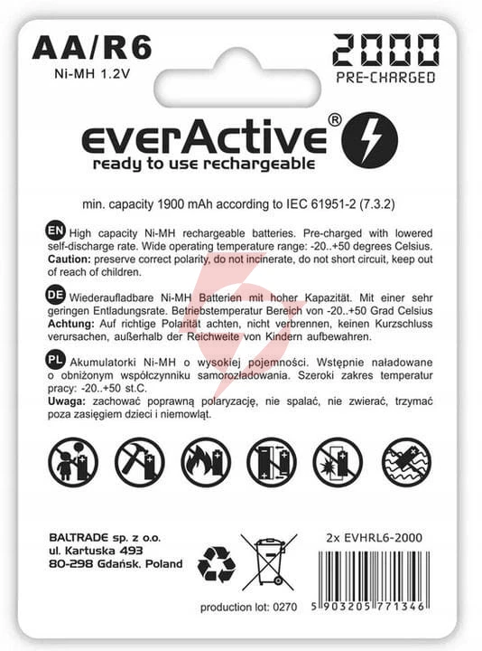 Akumulatorki r6 / aa ni-mh everactive 2000mah (box 2 szt.)