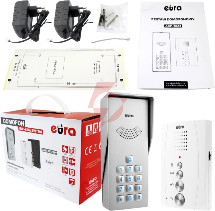 Domofon eura adp-38a3 entra bialy 
