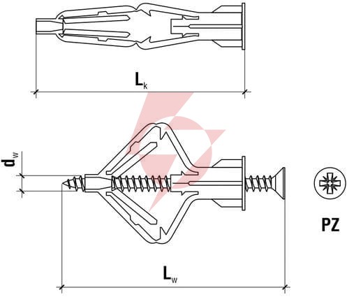 Kołki do karton gipsu 10 x 50 nylon 100szt.
