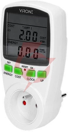 Watomierz virone em-1 dwutaryfowy, z wyświetlaczem lcd