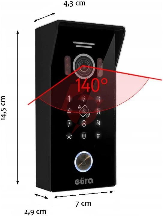 Wideodomofon eura vdp-99c5 czarny, wifi, rfid, tuya