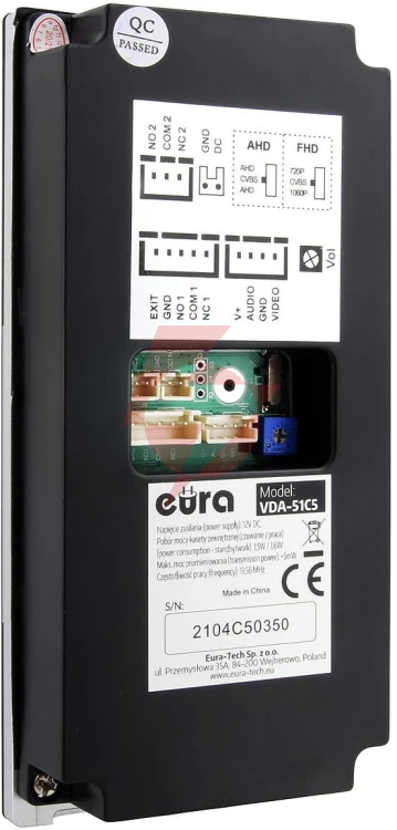 Wideodomofon eura vdp-99c5 czarny, wifi, rfid, tuya