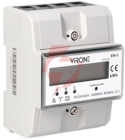 Wskaźnik zużycia energii 3 fazowy virone em-3