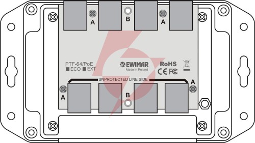 4-kanałowy moduł ogranicznika przepięć sieci lan gigabit ethernet ewimar ptf-64-ext/poe