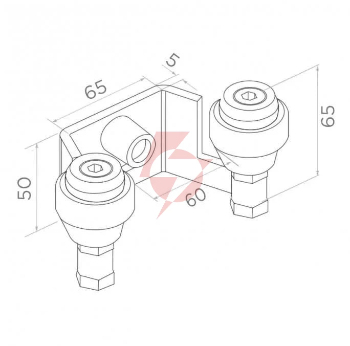 Uchwyt psg 60.023 60mm górny do bram przesuwnych (2 rolki)