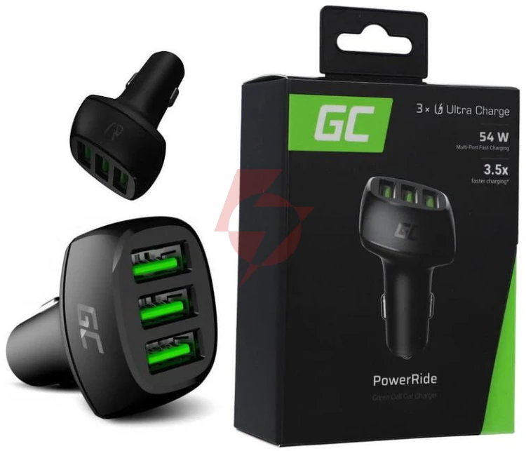 Ładowarka samochodowa green cell powerride 54w 3xusb 18w ultra charge cadgc01