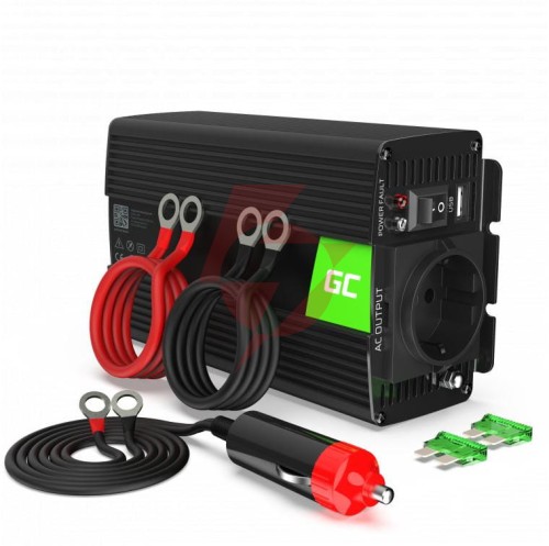 Przetwornica napięcia inwerter green cell 12v / 230v 500w/1000w czysta sinusoida inv16