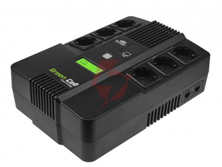 Ups zasilacz awaryjny green cell 600va 360w aio z wyświetlaczem lcd ups06