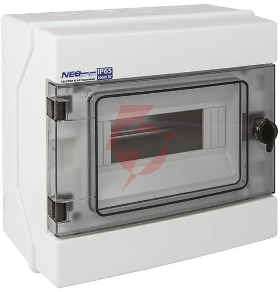 Rozdzielnica hermetyczna modułowa (500v ac, 1000v dc) 1x8 natynkowa (n+pe) ip65 rh-8 elektro-plast o