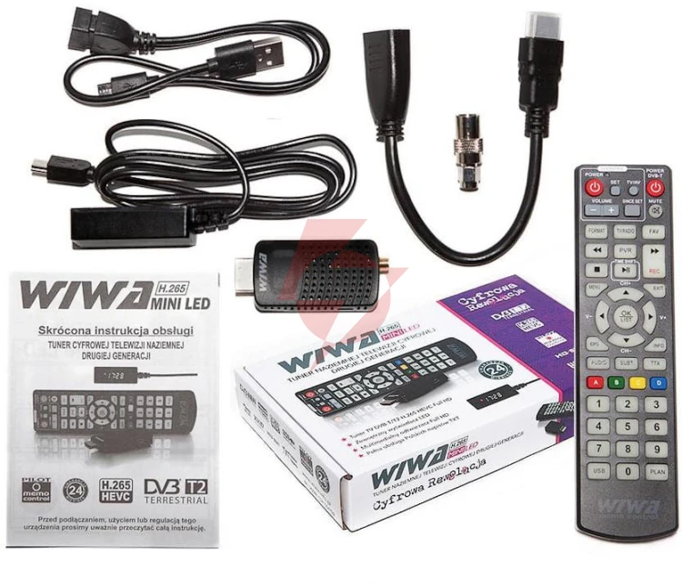 Tuner dvb-t/t2 wiwa h.265 mini led