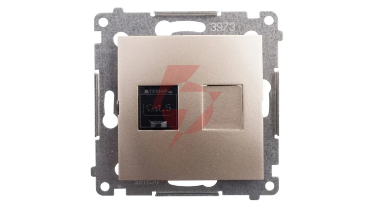 Simon 54 Gniazdo komputerowe pojedyncze RJ45 kat.6 z przesłoną złoty mat D61.01/44