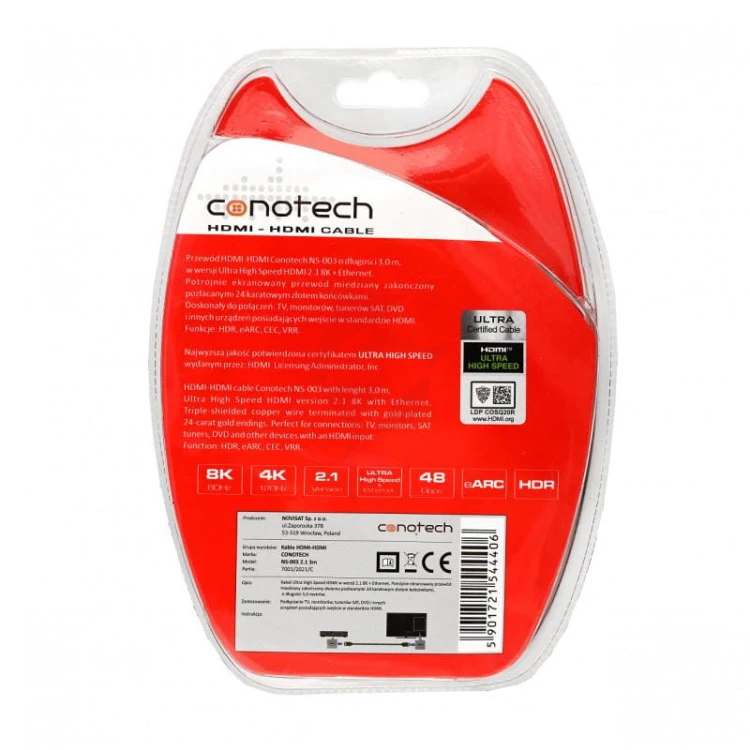 Kabel hdmi conotech ns-003 8k ver. 2.1 - 3m