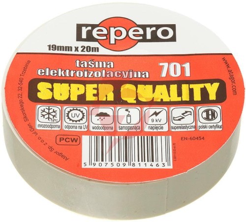 Taśma izolacyjna repero 701 biała 19mmx20m