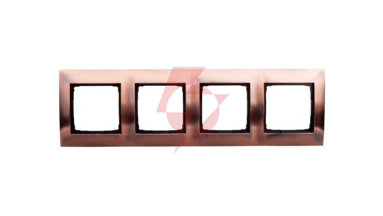 Simon 54 Premium Ramka poczwórna metalowa miedź rustykalna DR4/36
