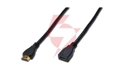 Kabel przedłużający HDMI Highspeed 1.4 z Eth. GOLD Typ HDMI A/HDMI A, M/Ż czarny 5m AK-330201-050-S