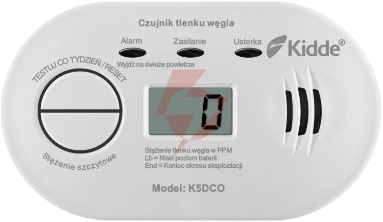 Czujnik czadu z wyświetlaczem kidde k5dco