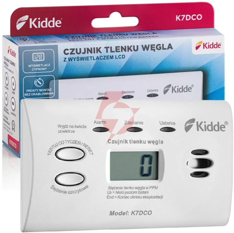 Czujnik czadu z wyświetlaczem kidde k7dco