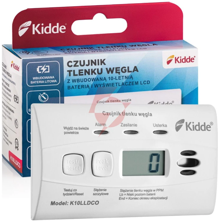 Czujnik czadu z wyświetlaczem kidde k10lldco