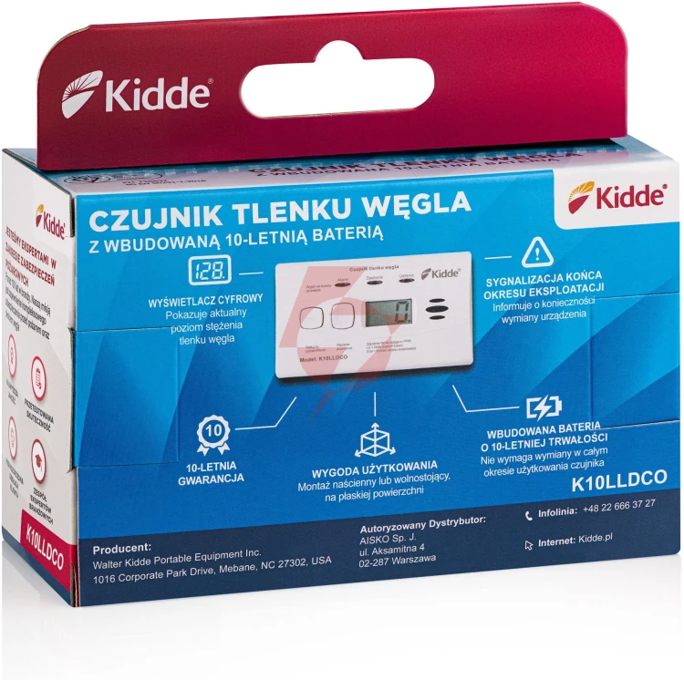 Czujnik czadu z wyświetlaczem kidde k10lldco