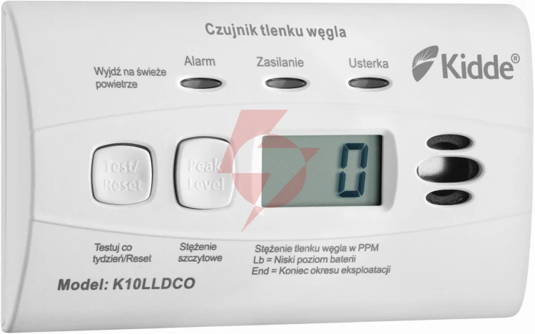 Czujnik czadu z wyświetlaczem kidde k10lldco