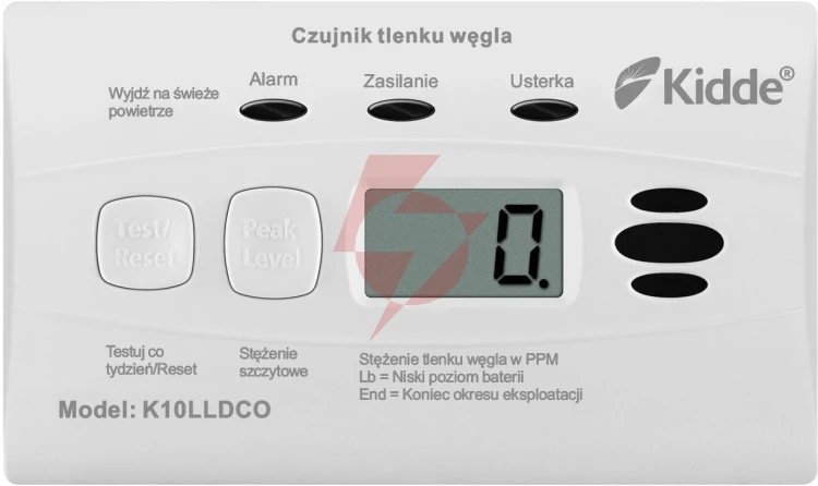 Czujnik czadu z wyświetlaczem kidde k10lldco