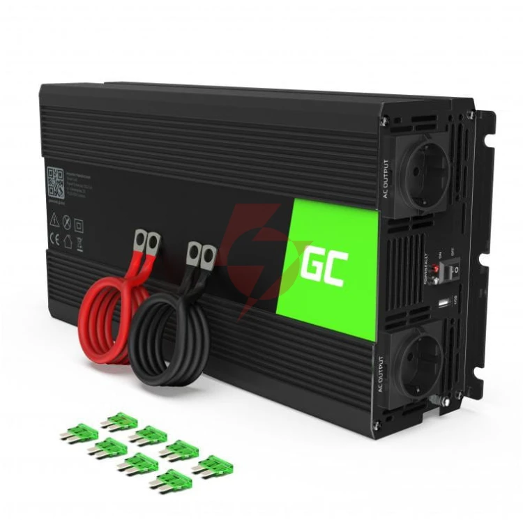 Przetwornica napięcia inwerter green cell 24v / 230v 1500w/3000w czysta sinusoida inv19