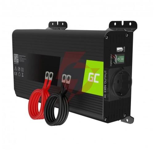 Przetwornica napięcia inwerter green cell pro 12v / 230v 500w/1000w czysta sinusoida invgc16