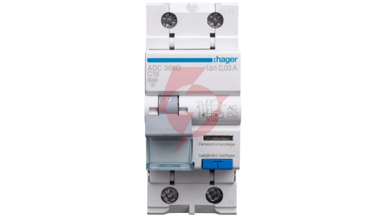 Wyłącznik różnicowo-nadprądowy RCBO 2P C16A 0,03A Typ AC ADC966D