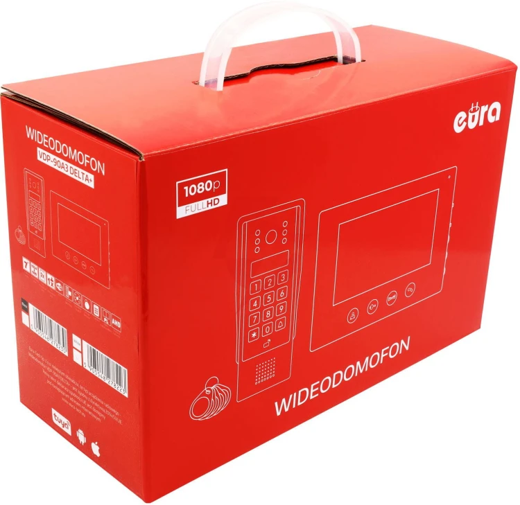 Wideodomofon eura vdp-90a3 delta + biały monitor tuya 