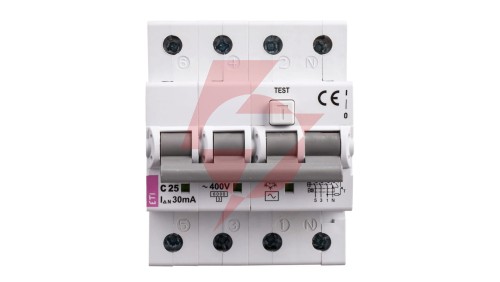 Wyłącznik różnicowo-nadprądowy 4P 25A C 0,03A typ AC KZS-4M 002174026