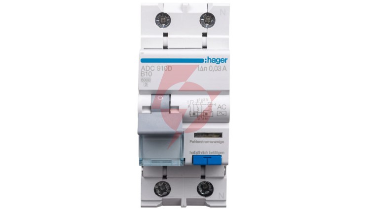 Wyłącznik różnicowo-nadprądowy RCBO 2P B10A 0,03A Typ AC ADC910D