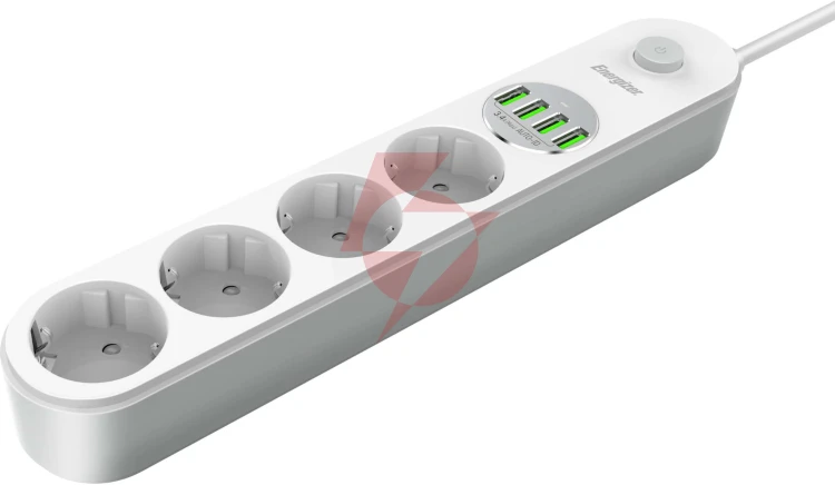 Listwa zasilająca z wyłącznikiem energizer 4x schuko 4x usb-a 2500w 10a kabel 2m