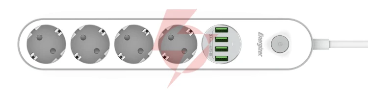 Listwa zasilająca z wyłącznikiem energizer 4x schuko 4x usb-a 2500w 10a kabel 2m