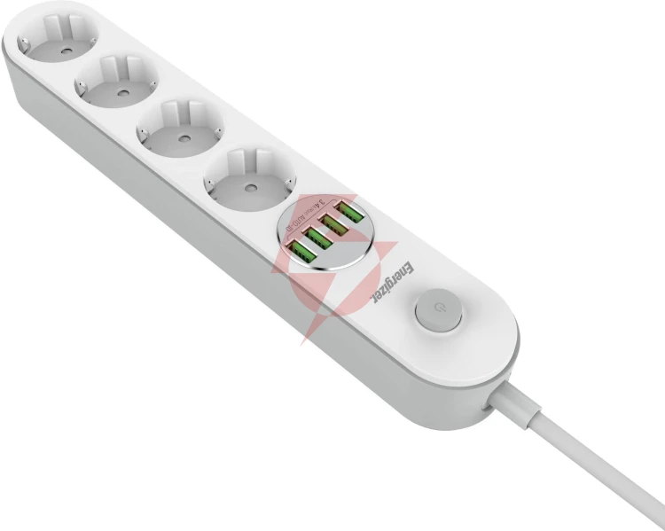 Listwa zasilająca z wyłącznikiem energizer 4x schuko 4x usb-a 2500w 10a kabel 2m