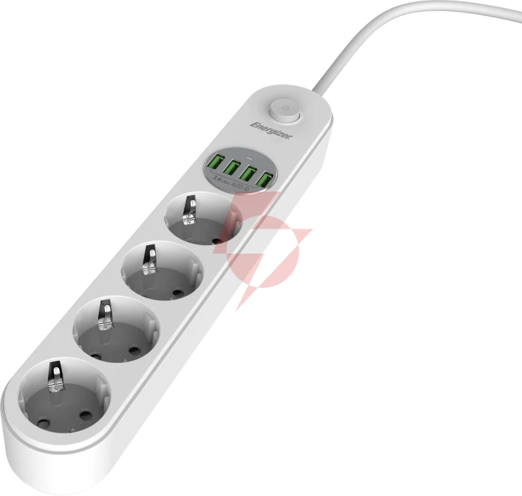Listwa zasilająca z wyłącznikiem energizer 4x schuko 4x usb-a 2500w 10a kabel 2m
